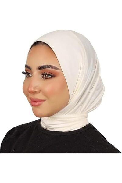 GENERAL باندانا كويتية قطن ناعم ليكرا لون ابيض مع مشابك تلبيسة انيقة متعددة ا...