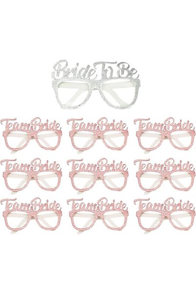 NALACAL Rose Gold 'Team Bride' Hen Party Glasses, 10-Pack - Bride to Be & Bac...