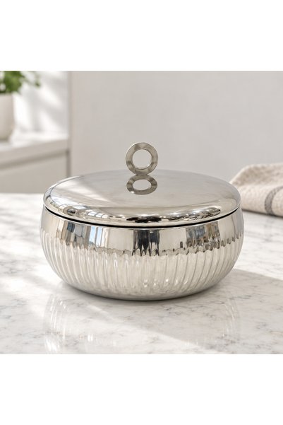 Crafted by Lifestyle Steel Serving Bowl With Lid & Handles - 11 Cm