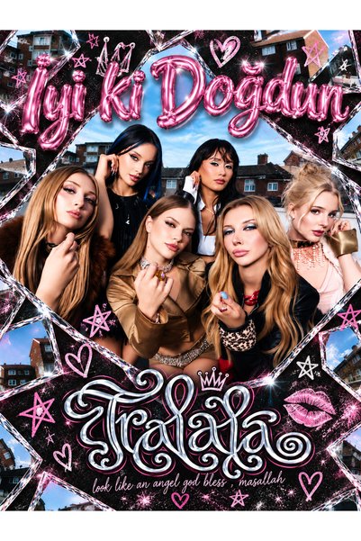 snowparty Manifest Doğum Günü Afişi Poster TRALALA Pembe