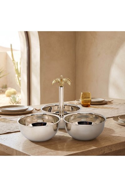 Lifestyle Floral Metallic 3-Bowl Condiment Set