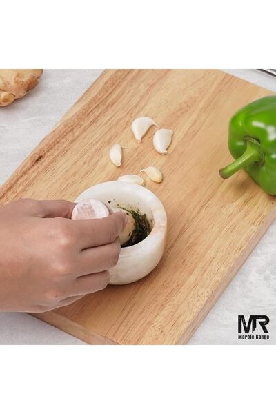marblexpo Marble Herb & Spice Grinder 3" Inch Green Onyx Handmade – Natural Stone Mortar & Pestle Set for Garl