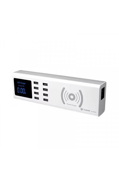 SUNSHINE Incarcator Statie SS-309WD QI, 40W, 2.4A, 8 x USB-A, Alb