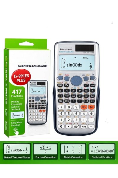Toybox آلة حاسبة علمية fx-991ES PLUS مع 417 وظيفة، شاشة LED رباعية السطور، أد...