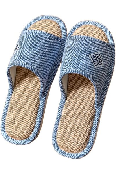 VIDSID Linen Open-Toe Slide Slippers for Women, Non-Slip Indoor Outdoor House...