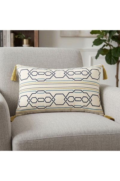 Gia Como Geometric Print Filled Cushion - 30x50 cms