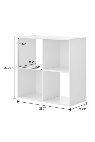 RahaShop White 4-Cube Storage Organizer, Open Cubby Bookcase Freestanding Display Shelf, 2×2 Grid Storage Cabinet for Living Room Bedroom Home Office