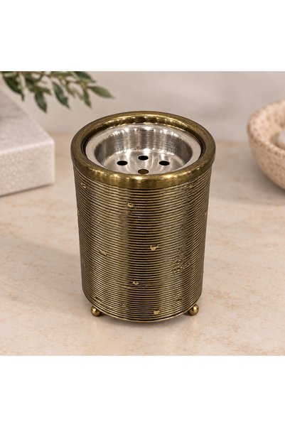 Crafted by Lifestyle صندوق مبخرة بخور من الألومنيوم المضلع - ذهبي