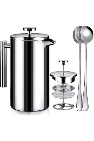 HASTHIP French Press Coffee Maker, 800ML Metal Insulated Coffee Tea Makers, w...