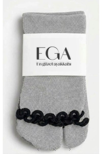 Ega ayakkabı Women's Tabi Frill Flip Flop Bamboo Socks
