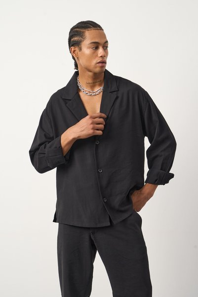 Mesfeno Tencel Kumaş Oversize Gömlek Ceket
