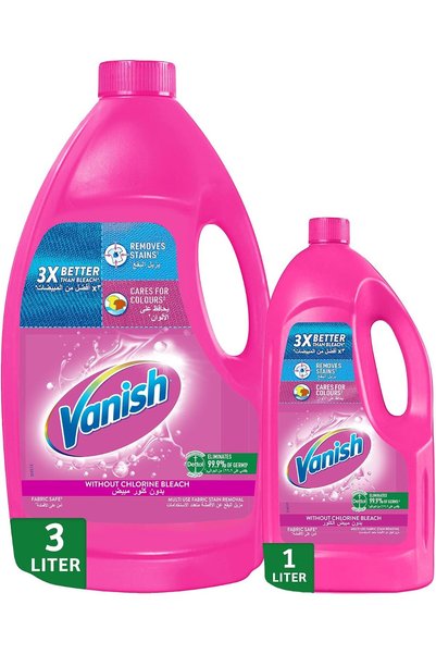 Vanish مزيل بقع الأقمشة السائل 3 لتر + 1 لتر مجاني للملابس الملونة والبيضاء
