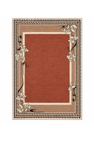 Rugs Modern Halı Eta Minimal Floral Border Pattern Woven Base Carpet Eta4389