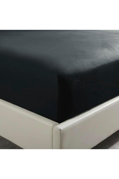 Nitki Cearceaf cu elastic, bumbac satinat, negru, 120 x 200+30 cm