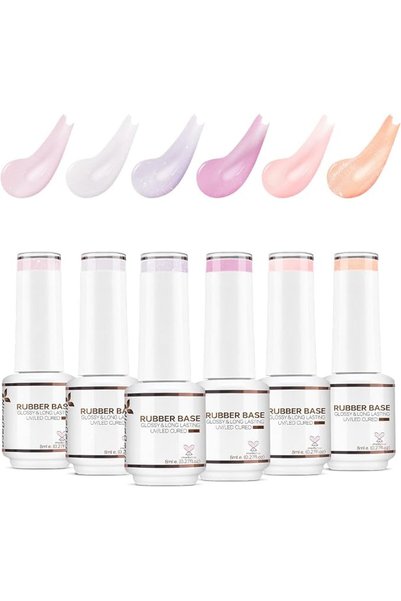 Nicedeco 4 In 1 Rubber Base Gel Set For Nails Nude Rose Pink Sheer Color Gel ...