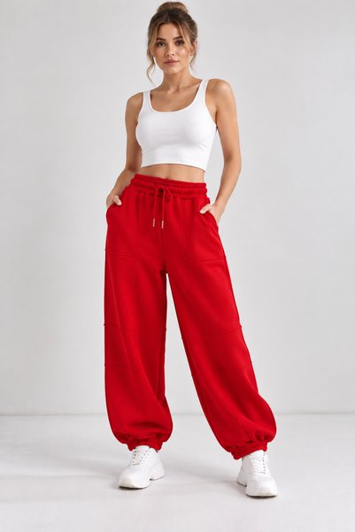 citycenterfashion Women's Waist-Cut Elastic Detailed Shirred Sweatpants Cty-A...