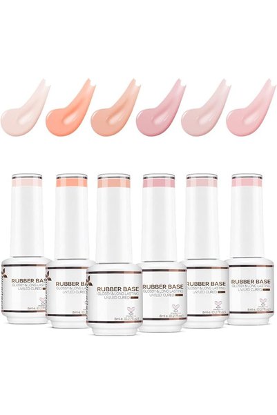 Nicedeco 4 In 1 Rubber Base Gel Set For Nails Nude Rose Pink Sheer Color Gel ...