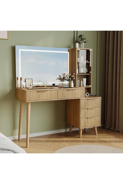 sharpdo 48-inch Vanity Table with 36-inch Large Mirror and 3-Color Adjustable...