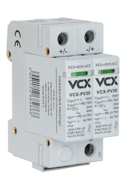 vcx DC PV30 T2 C 2P 1000V SPD Protector la supratensiune solar fotovoltaic