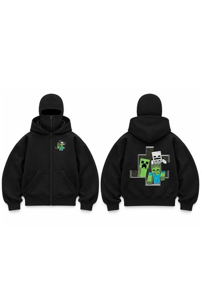 Toum Snow Masked Balaclava Cartoon Printed Ninja Kids Hoodie Sweatshirt