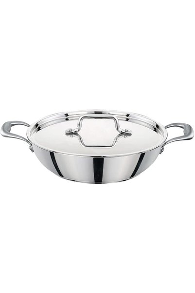 Bohara Stainless Steel Indian Style Kitchen Frying Pan, 28 cm Diameter, Model...