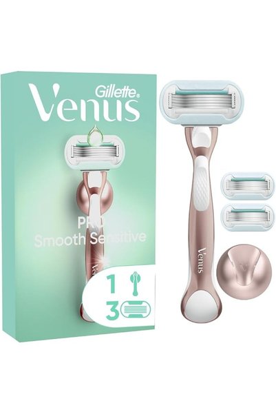 Gillette Venus ماكينة حلاقة نسائية فاخرة للبشرة الحساسة + 3 شفرات حلاقة إضافي...