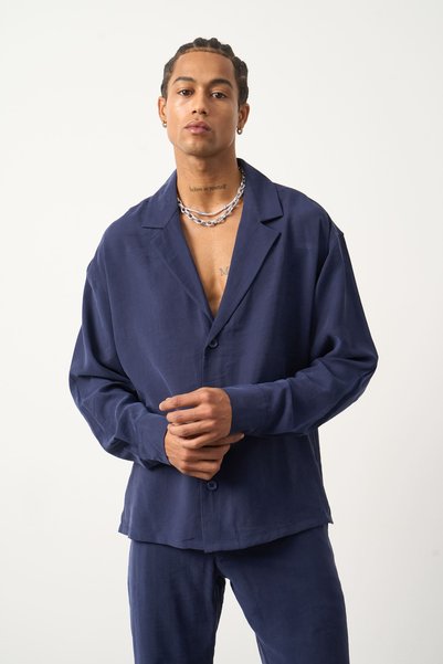 Mesfeno Tencel Kumaş Oversize Gömlek Ceket