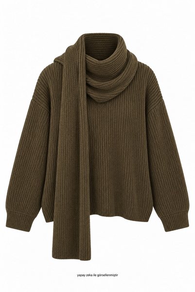elifteke Dikim Shawl Knitwear Khaki