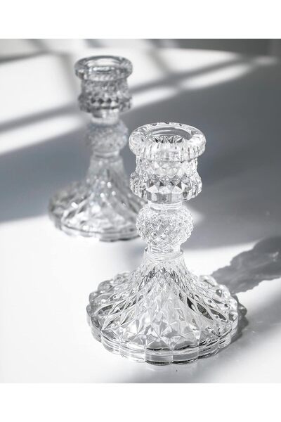 ///M SPORT PERFORMANCE NC Taper Candle Holders Set of 2, Clear Glass Candlest...