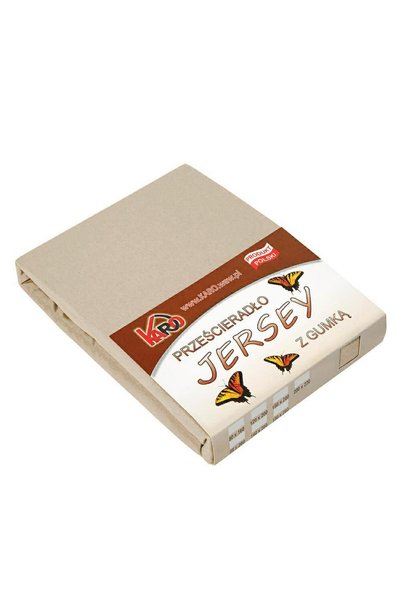 Karo Cearceaf de pat jersey cu guma 160x220cm, bej, 150g/m2, pentru saltele d...