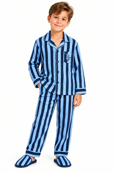 RAPAPA Set pijamale cu dungi pentru băieți cu papuci cadou 5095