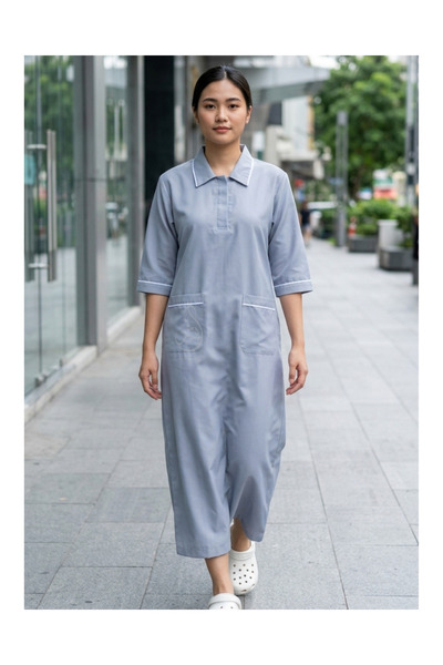 ABSHIR Housemaid Uniform/Cotton Gown/JALABIYA/.Khadama/Uniform, 3/4 Sleeve, M...