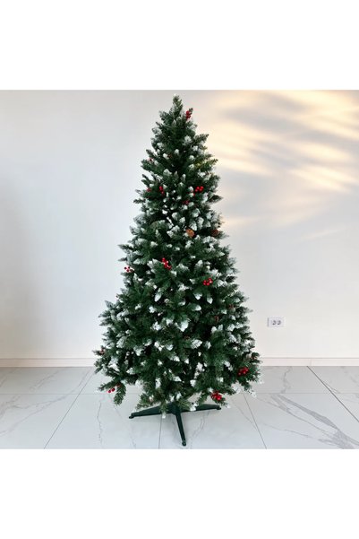 Selgot Brad artificial de Crăciun 210 cm cu conuri și fructe roșii |