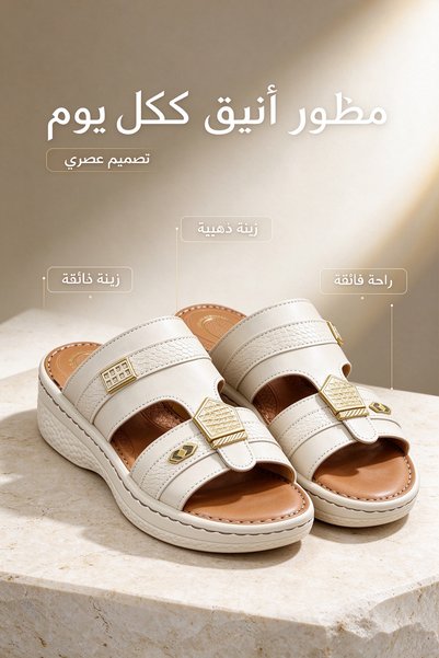 AllMart Arabia صندل جلدي فاخر للجنسين مضاد للانزلاق بقاعدة سميكة وحزام قابل ل...