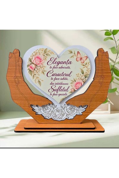 OEM Cadou pentru Femei – Decor Inimă cu Palme „Eleganța”, Lemn 20x14 cm