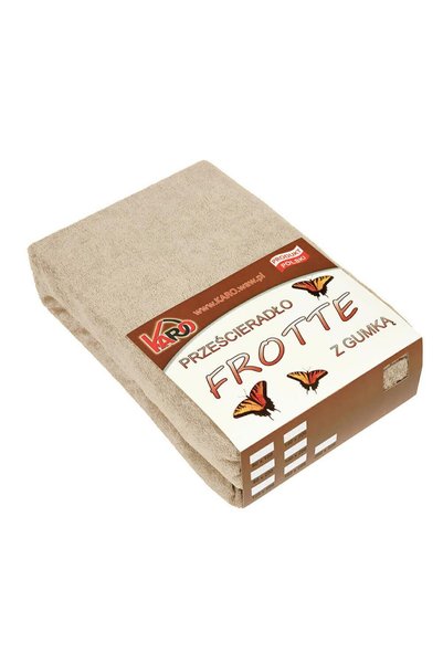 Karo Cearceaf frotte cu guma 80x200cm, bej, 200g/m2, pentru saltea pana la 15cm