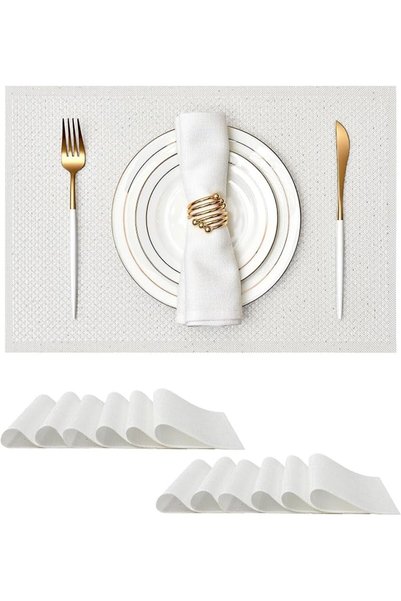 GENERAL مجموعة مفارش طاولة من الكتان باللون الرمادي من ليتالتري، مكونة من 4 ق...