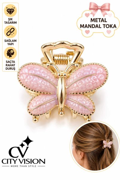 cityvision Butterfly Model Pink Color Metal Hair Clip - Small Size