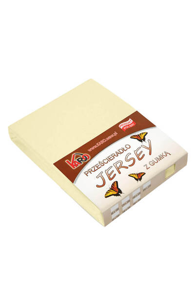 Karo Cearceaf cu banda elastica Karo, Jerseu, 180x200cm, 150g/m2, Crem