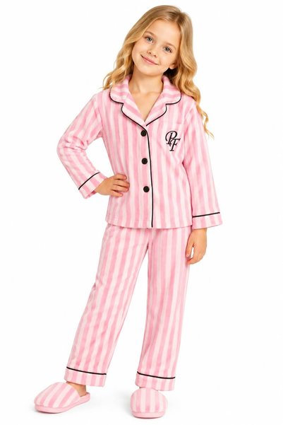 RAPAPA Girl's Pink Striped Pajama Set 5103
