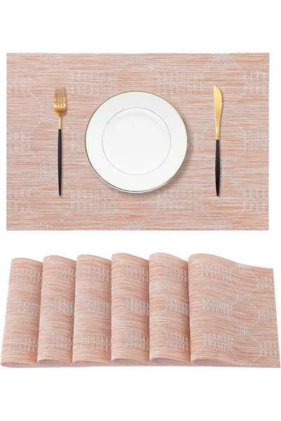 GENERAL Leetaltree Brown with Black Striped Placemats Set of 6 - Heat Resista...