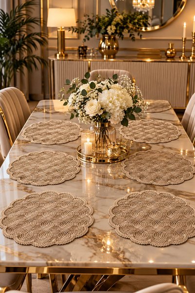 Çt Çeyizci Tekstil 6'lı Dantel Amerikan Servis Supla Seti 35x35 cm Dekoratif ...
