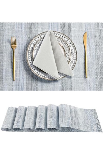 GENERAL Leetaltree Brown with Black Striped Placemats Set of 6 - Heat Resista...