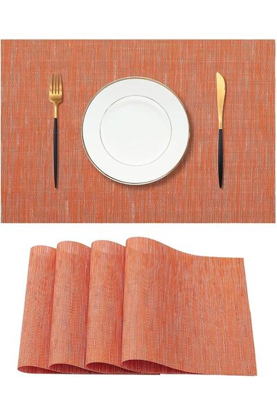 GENERAL Leetaltree Linen Grey Placemats Set of 4 - Heat Resistant Non-Slip Pl...