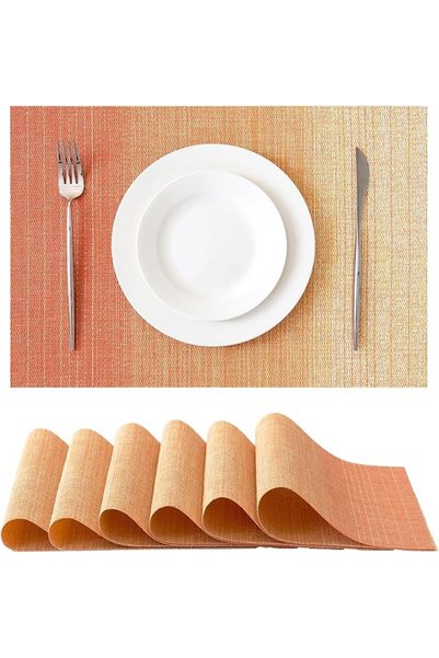 GENERAL Leetaltree Brown with Black Striped Placemats Set of 6 - Heat Resista...