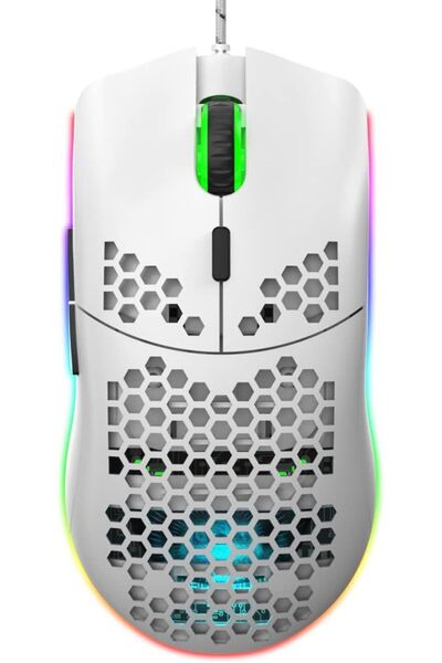 GENERAL ماوس ألعاب سلكي بمنفذ USB بتصميم مفرغ بشكل خلية نحل من ايربي، ماوس مر...
