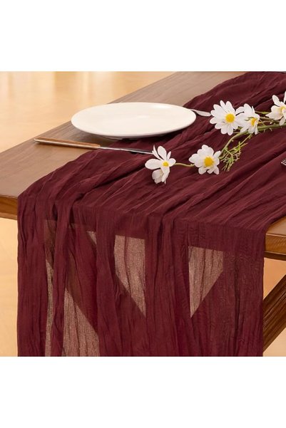 GENERAL Socomi St Patricks Day Olive Green Cheesecloth Table Runner Boho Rust...