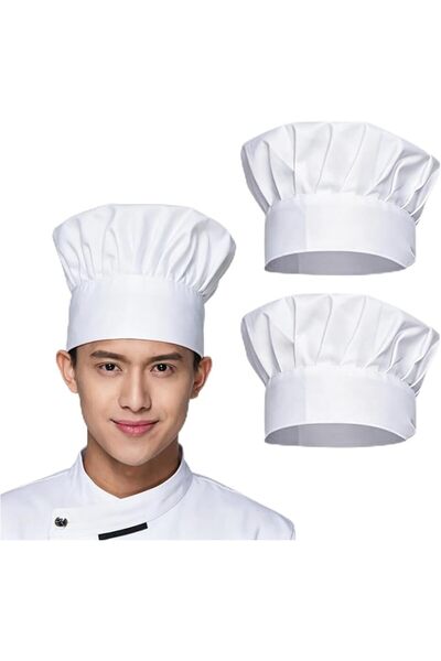 GENERAL 2 PCS Chef Hat, White Adjustable Elastic Cooking Caps，Cooking Chef Ca...