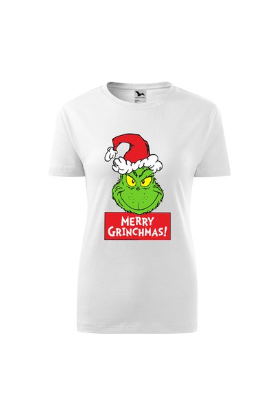 Malfini Tricou personalizat, Grinch # 152, Bumbac 100%, Alb, Dama, Marime XS