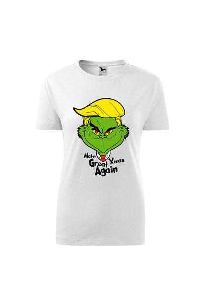 Malfini Tricou personalizat, Grinch #168, Bumbac 100%, Alb, Dama, Marime 2XL